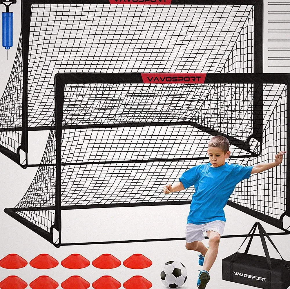 Soccer Goal, 2 of 6'X4' Kids Soccer Goals for Backyard Set, Portable Pop up Socc