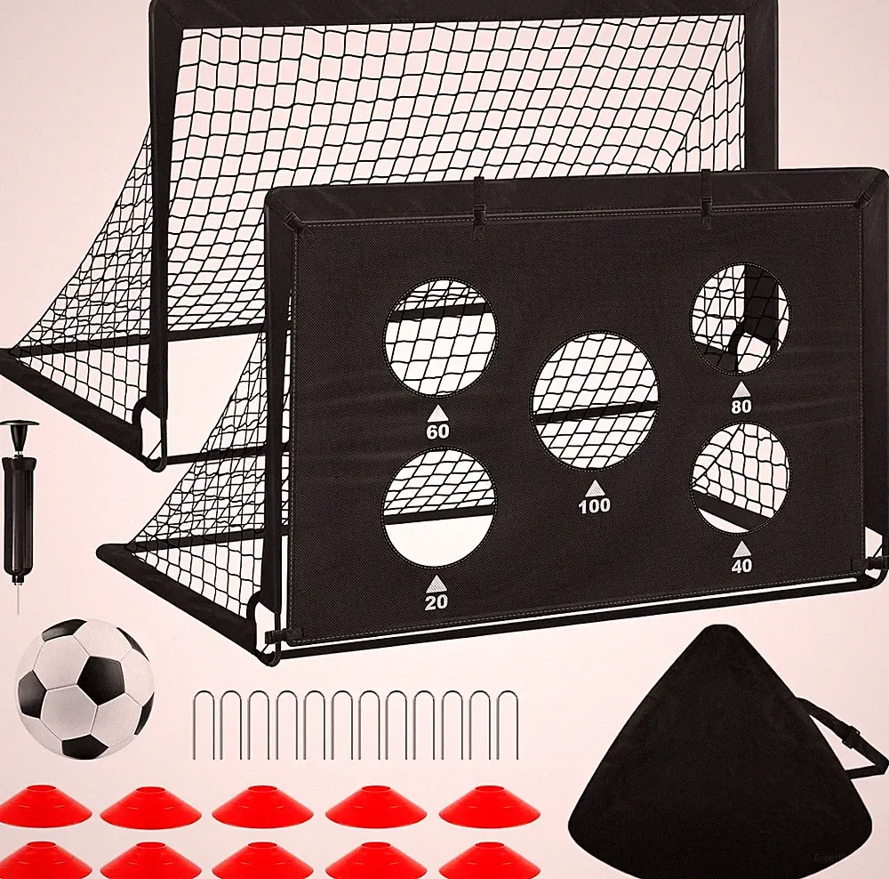 Soccer Goal,Backyard Soccer Goals for Kids 2 Pack,4X3/6X4 FT Portable Toddler So