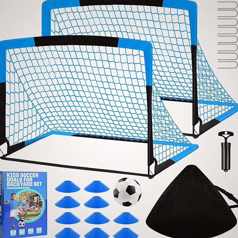 Soccer Goal, Kids Soccer Goals for Backyard Set- 2 Pack of Portable Pop up Socce