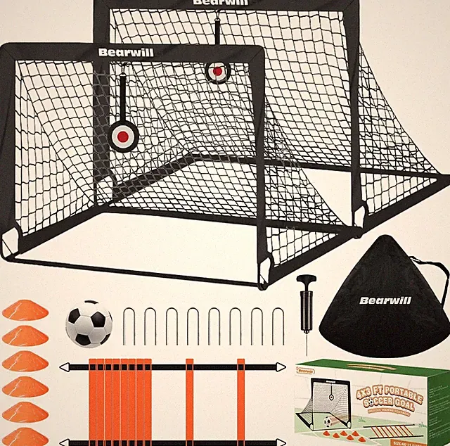 Soccer Goal, Kids Soccer Goals for Backyard Set of 2, 4x3ft Portable Soccer Goal