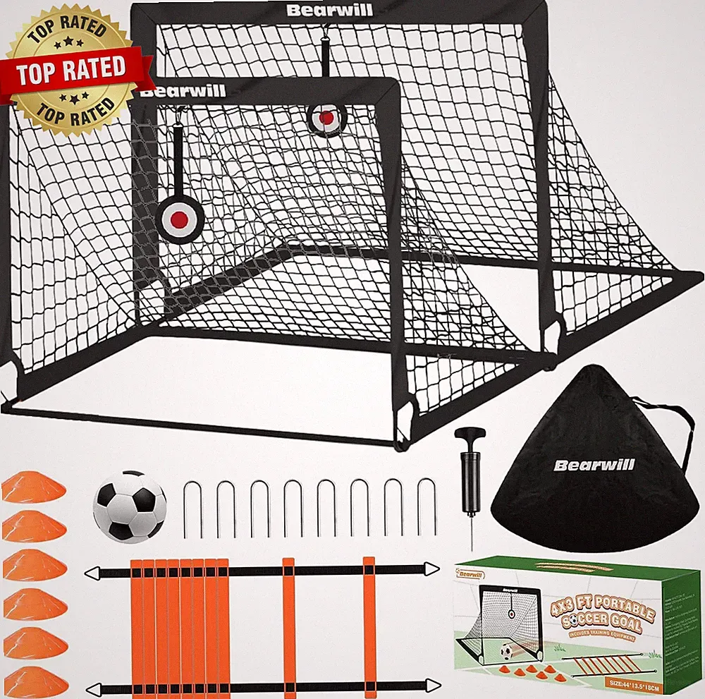 Soccer Goal, Kids Soccer Goals for Backyard Set of 2, 4X3Ft Portable Soccer Goal