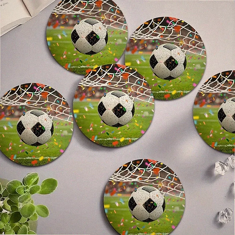 Soccer Goal Print Rubber Coasters Non-Slip Heat Resistant Absorbent for Home