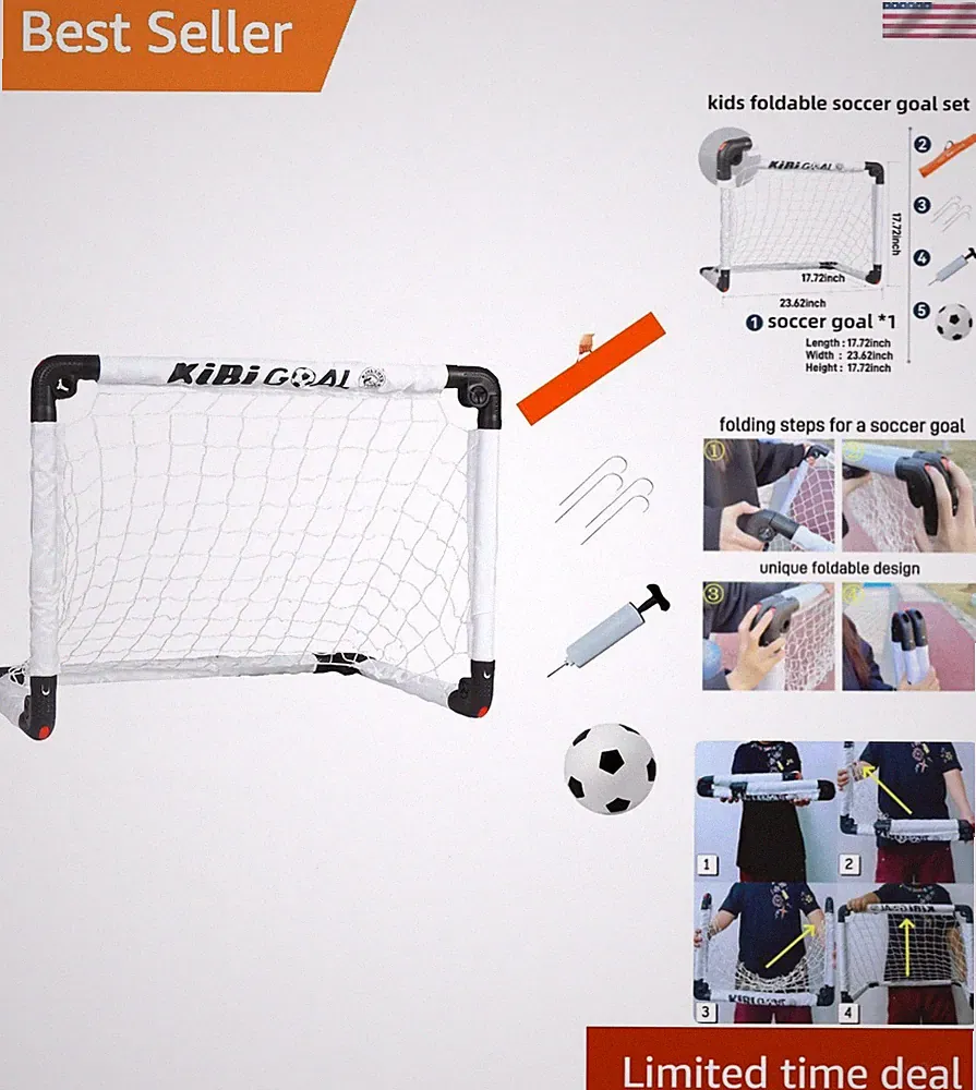 Soccer Goal, Small Foldable Goal for Kids, Kids Goals for The Backyard/Indoor...