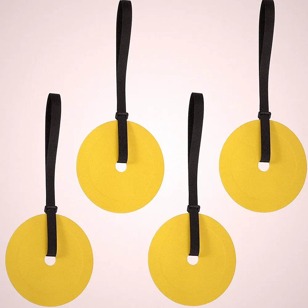 Soccer Goal Target, Hockey Shooting Discs with 4 Straps, 4 Pcs & Rubber & Yellow