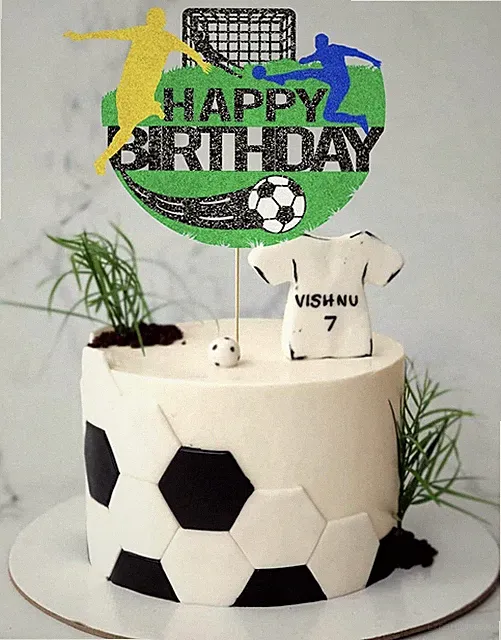 Soccer Happy Birthday Cake Topper, Soccer Players Toys/Football Glitter