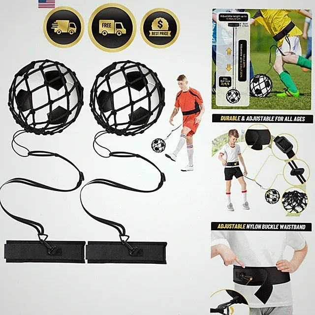 Soccer Kick Trainer 2 Psc with Return Net - Football Training Equipment for B...