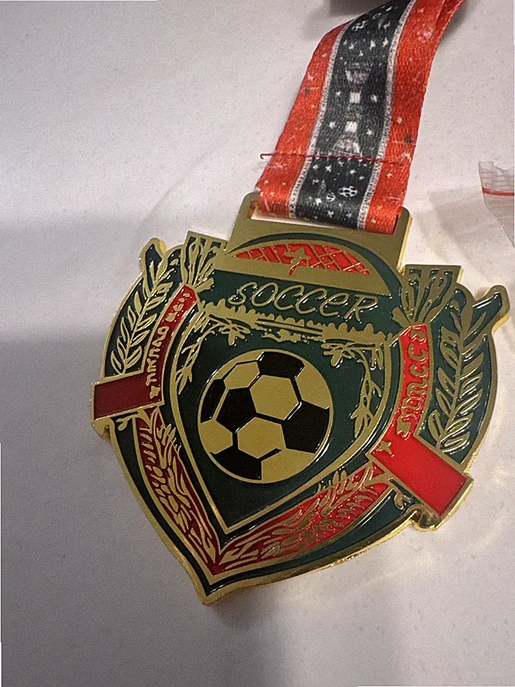 Soccer Medals 6 Pack with Ribbons Gold Awards Youth Sports Participation