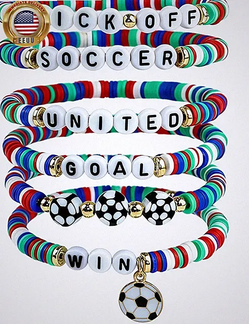 Soccer Mom Essentials - 6 Pack Soccer Bracelets | Soccer Party Favors - 2026 Wor