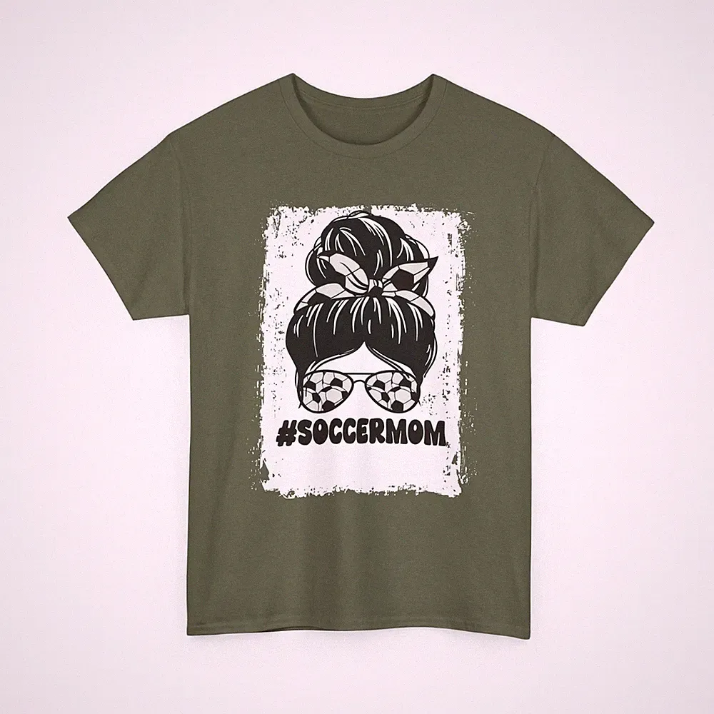 Soccer Mom Shirt, Messy Bun Soccer Mom Sports Lovers T-Shirt