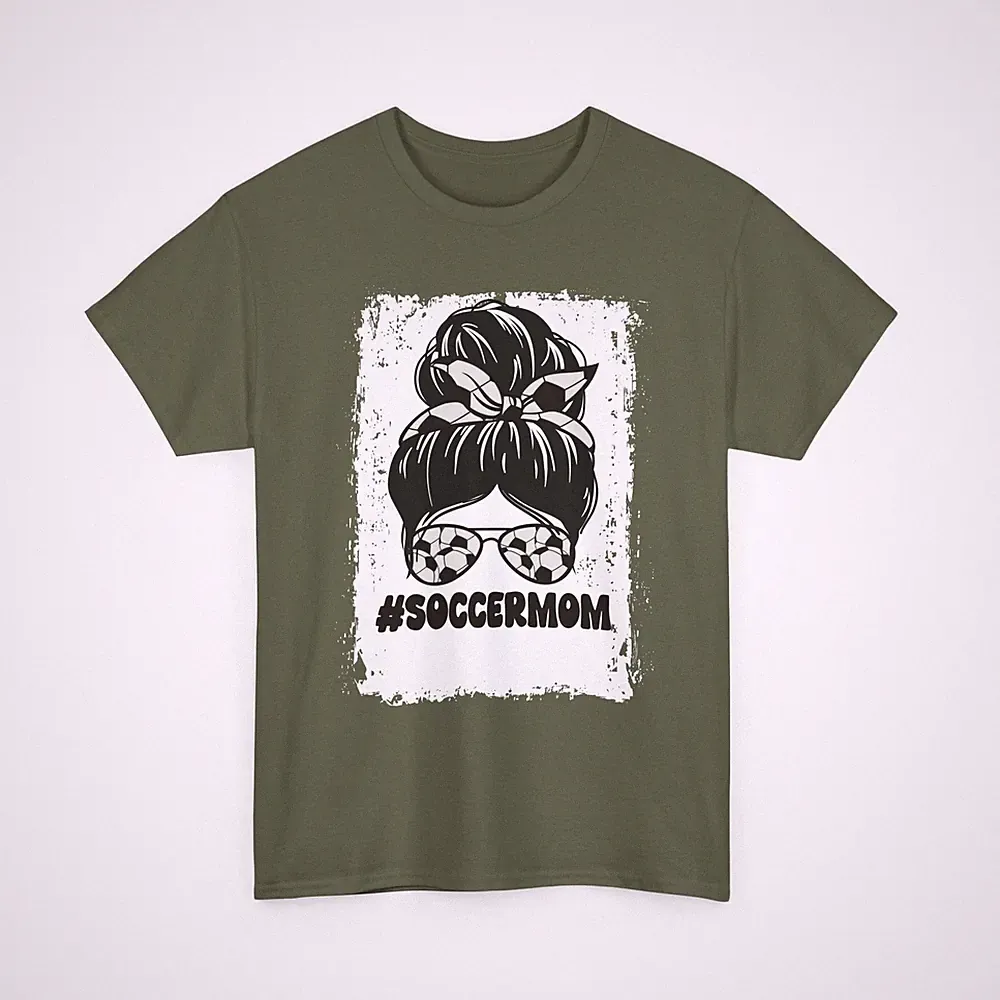 Soccer Mom Shirt, Messy Bun Soccer Sports Lovers Women Mom Shirt