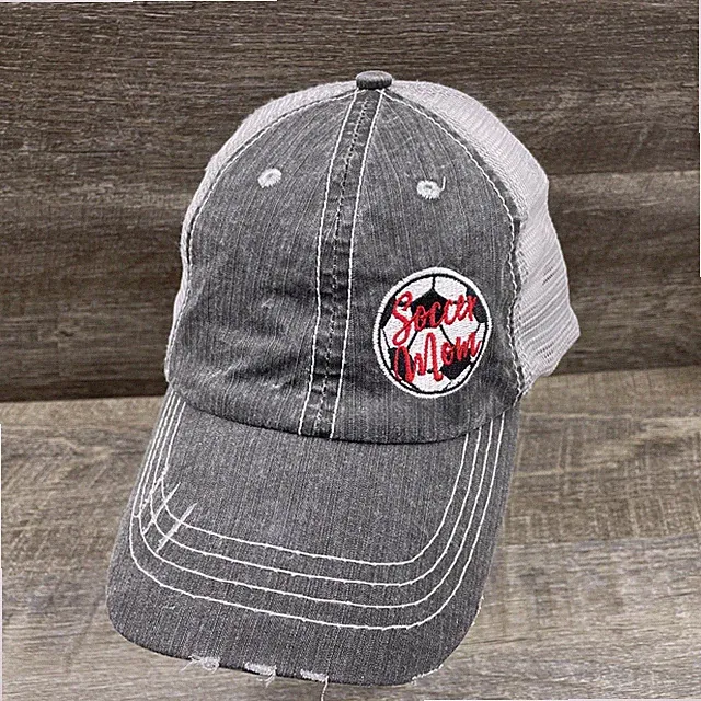 SOCCER MOM Womens Hat Baseball Ball Cap ADJUSTABLE Relaxed Fit Mesh Back