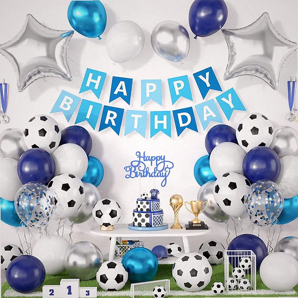 Soccer Party Decorations for Boys, Soccer Party Decorations with Blue White B...