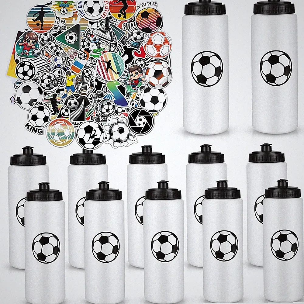 Soccer Party Favors, 12 Pack Soccer Water Bottles with 300 PCS Stickers, 20 o...