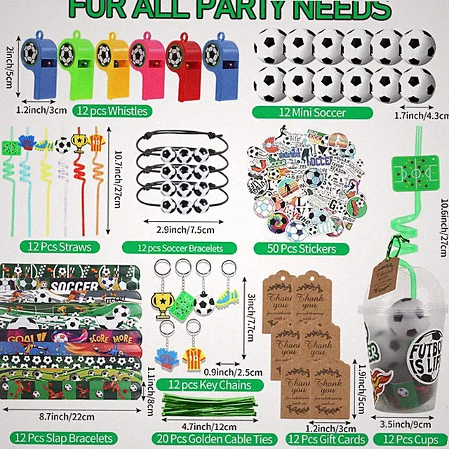 Soccer Party Favors Pack with Cups & Straws
