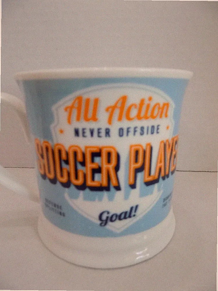 Soccer Player Goal! Cup Mug Porcelain 3.5" Tall NOS HTF
