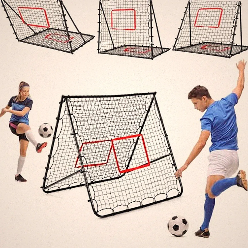 Soccer Rebounder Net, Adjustable Double-Sided Trainer for Kids Matte Black