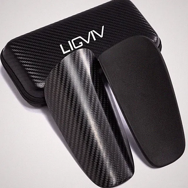 Soccer Shin Guards - Carbon Fiber Pads with Portable Case for All Sizes