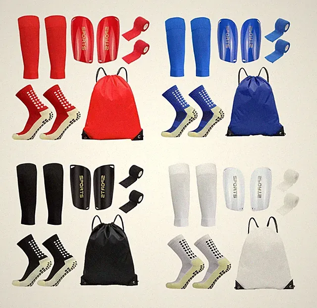 Soccer Shin Guards Grip Socks Sleeves Anti-slip Men Teenager Women Youth Kid Set
