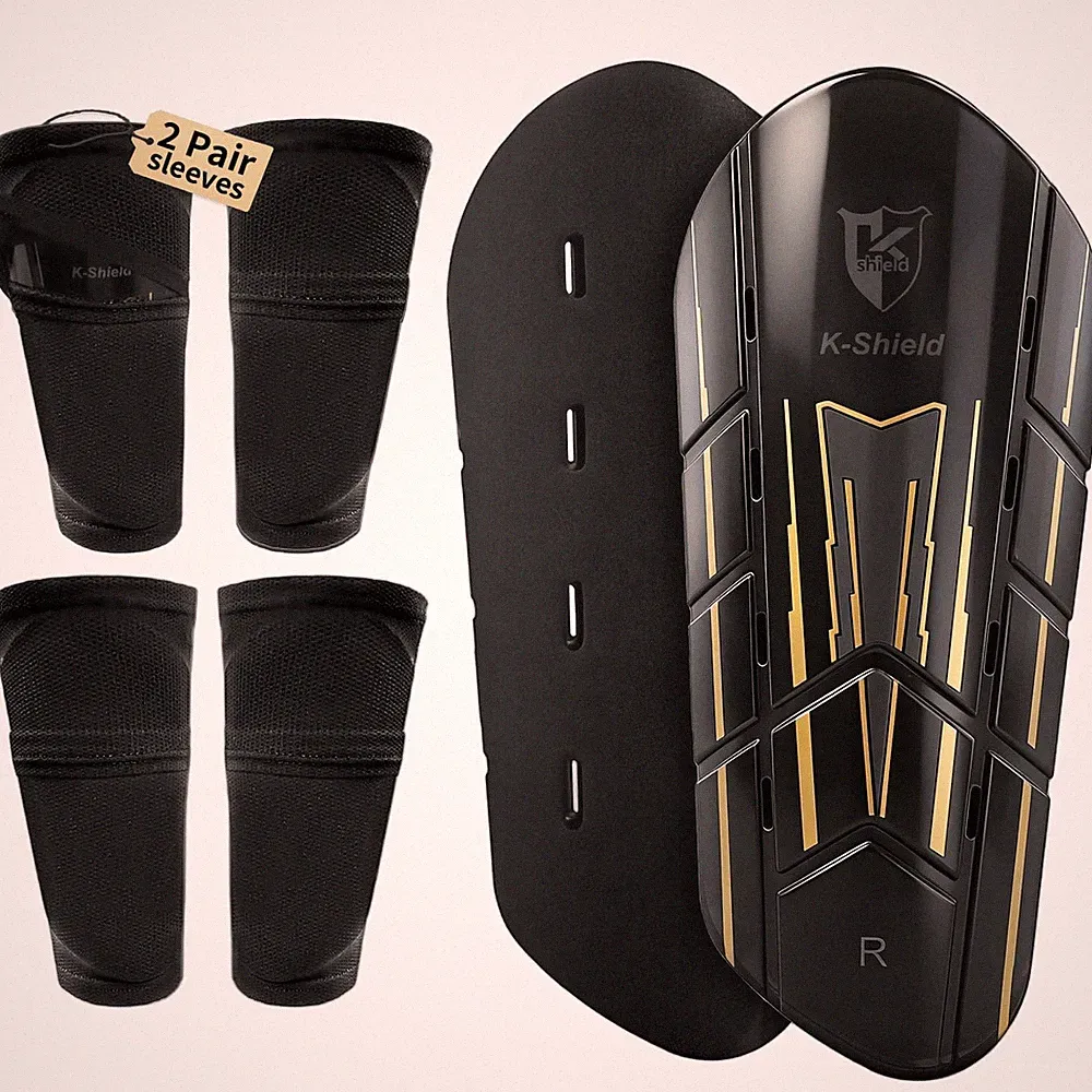 Soccer Shin Guards with 2 Pairs of Sock Sleeves for Kids, Youth & Adults