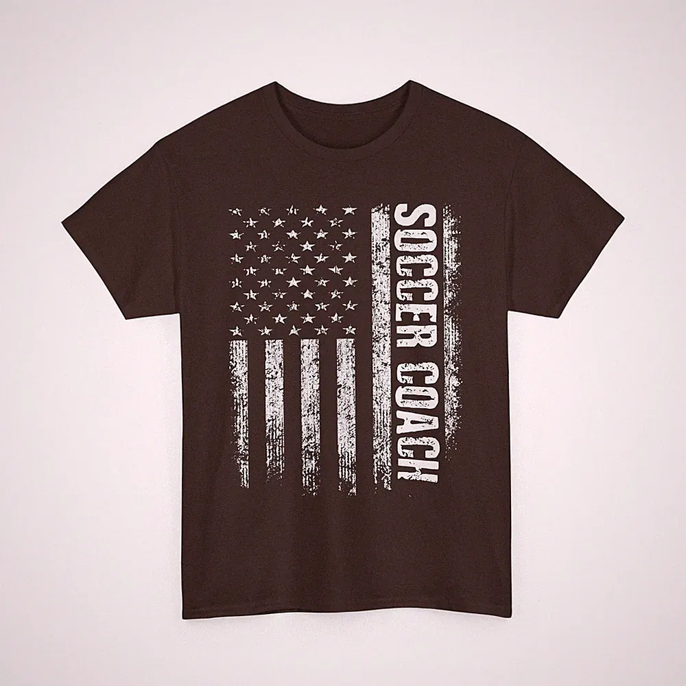 Soccer Shirt, Soccer Coach American Flag Sports Lovers T-Shirt