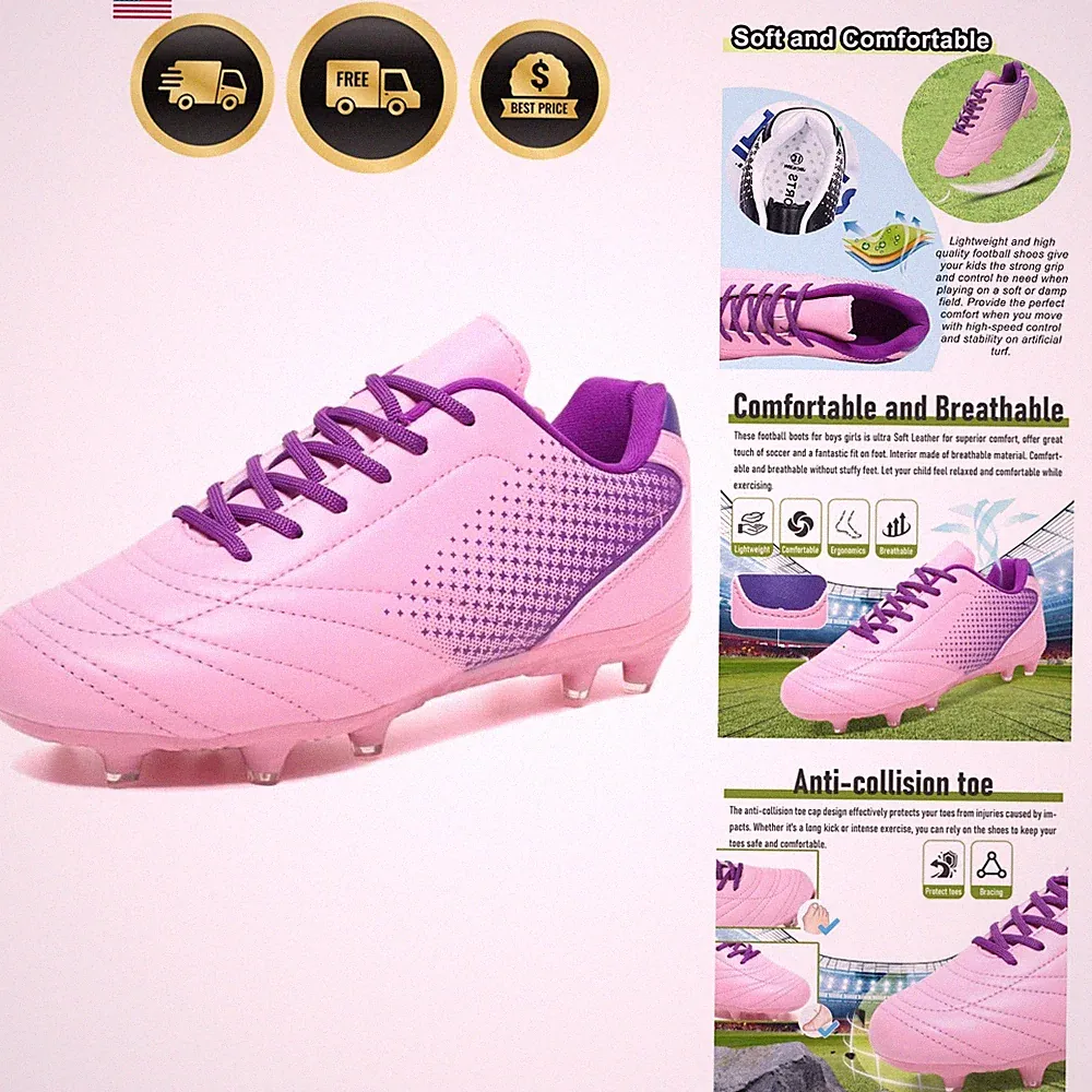 Soccer Shoes for Boys Girls Soccer Cleats Boys Girls Kids Athletic Outdoor Fo...