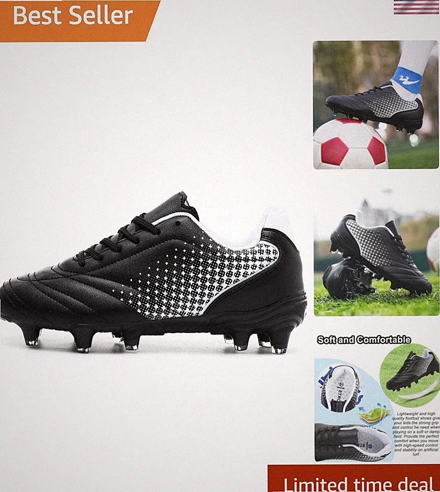 Soccer Shoes for Boys Girls Soccer Cleats Boys Girls Kids Athletic Outdoor Fo...