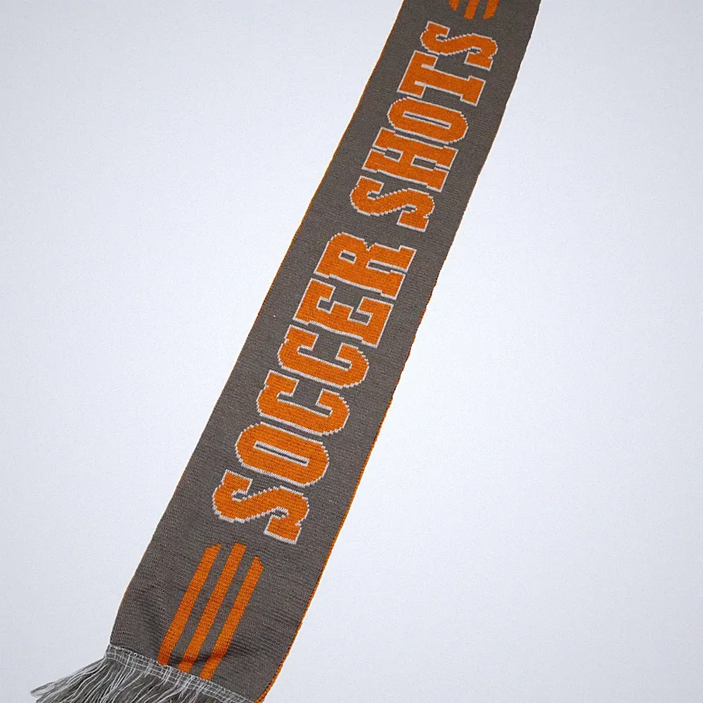 Soccer Shots Soccer Ball Reversible Winter Knit Orange & Gray Scarf Appr43"x6.5"