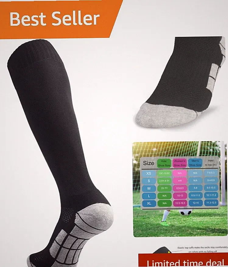Soccer Socks 1/3/5 pairs Team Sport Knee High Socks for Adult Youth Kids