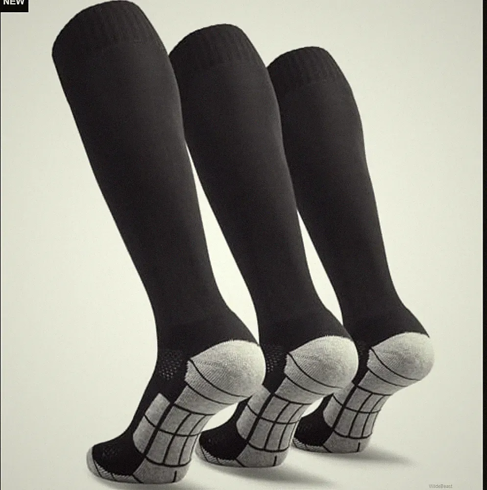 Soccer Socks 3 Pair Knee High Cotton Polyester Spandex Adult Youth Kids