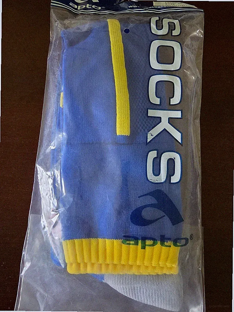 soccer socks men. Royal and yellow stripes. Size L