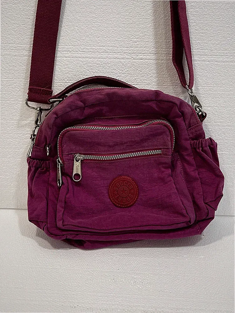 Soccer Sport Crossbody Shoulder Bag Purple Nylon Multi Pocket – Read Flaws