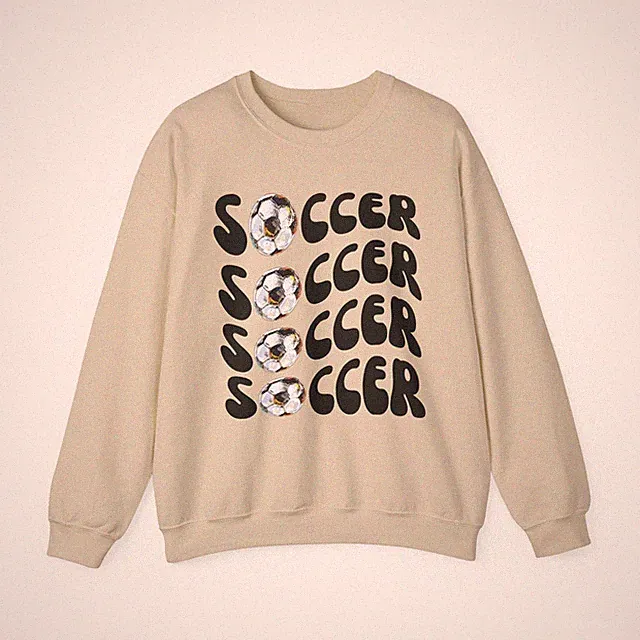 Soccer Sweatshirt Retro Groovy Stacked Soccer Ball Crewneck Player Mom Gift