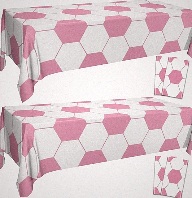Soccer Table Cloth, 4 Pack Pink Rectangle Soccer Pattern Party Table Covers for