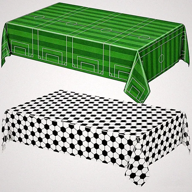 Soccer Tablecloth 2Pcs 54x108in Plastic Cover for 54 x 108 Inch, 2pcs