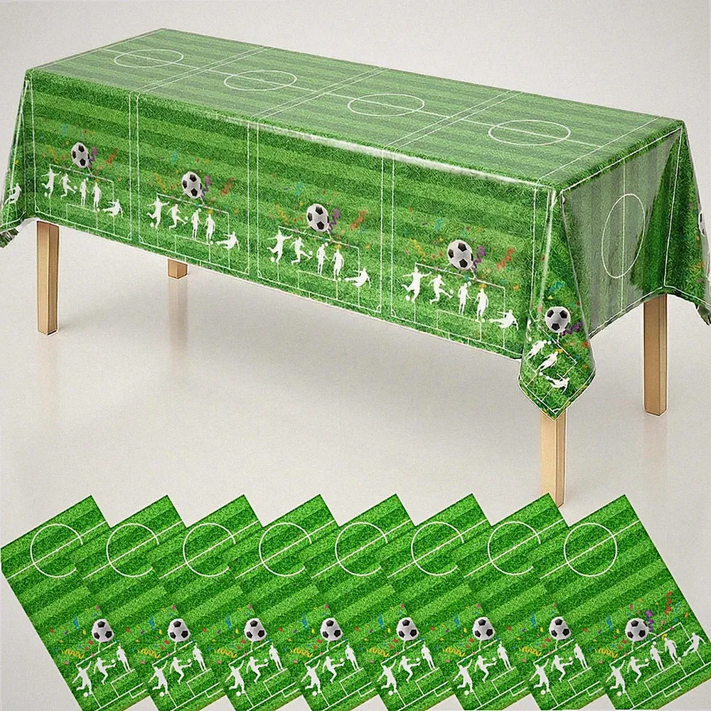 Soccer Tablecloths for Party Decorations, 54" x 108" Soccer Table Cloth Socce...