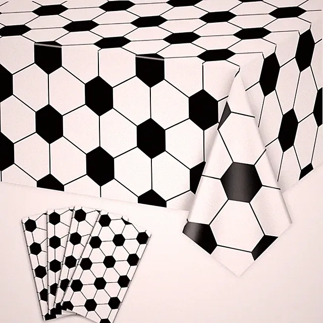 Soccer Theme Table Cover 4 Pack Rectangular Grass Pattern Party Tablecloth 51 x