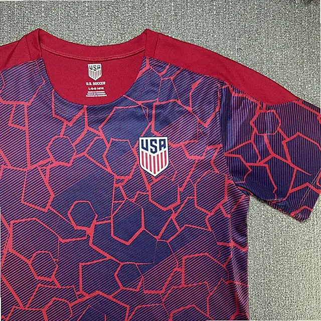 Soccer USMNT Jersey USA Soccer Youth Large L 14-16) Red Blue Boys Futbol Shirt