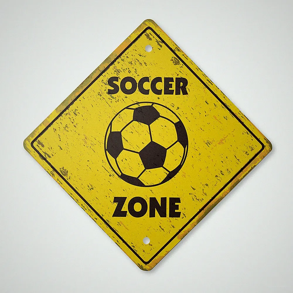 Soccer Vintage Crossing Sign Zone Xing 14" new player ball cleats mom team playi