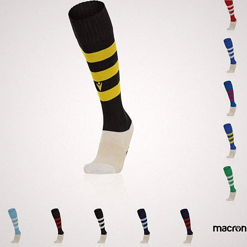 SOCKS FOOTBALL SOCCER RUGBY HOOPS - MACRON - Pack of 5 pairs