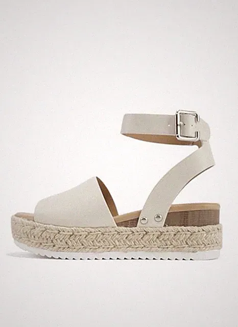 Soda CLIP ~ Women Open Toe Ankle Strap Platform Espadrille Sandal