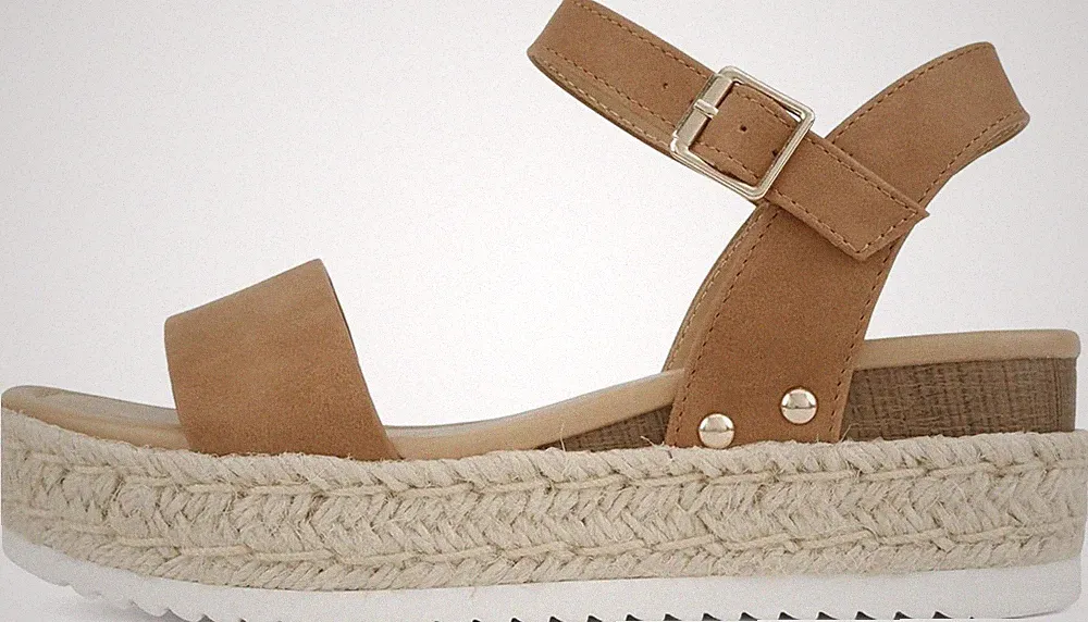 Soda CLIP ~ Women Open Toe Ankle Strap Platform Espadrille Sandal