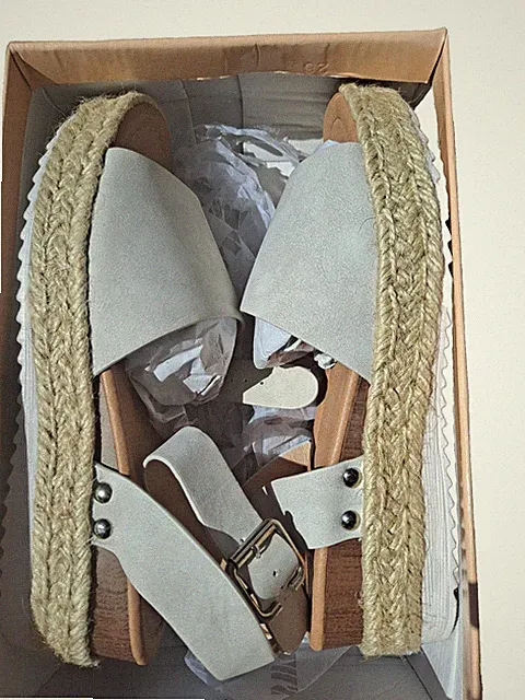 Soda Topic Open Toe Buckle Ankle Strap Espadrilles Flatform Wedge US size 6