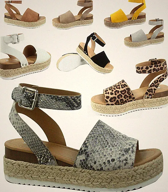 Soda Topic-s Women's Fashion Ankle Strap Buckle Platform Espadrille Sandal Shoes
