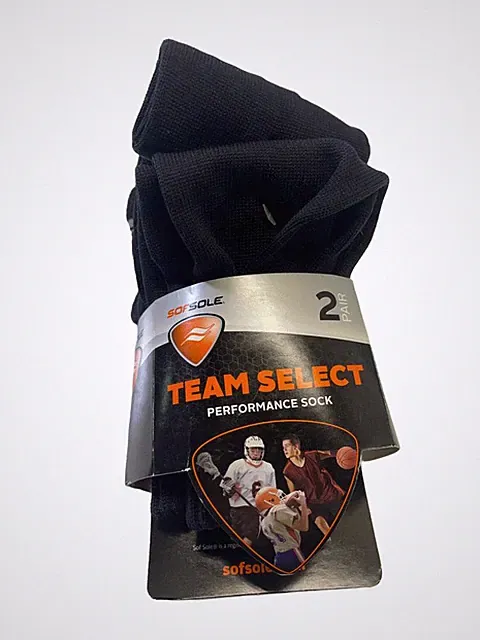 Sof Sole Youth All Sport Team Select Socks, 2-pack,Black (5-9.5) XS