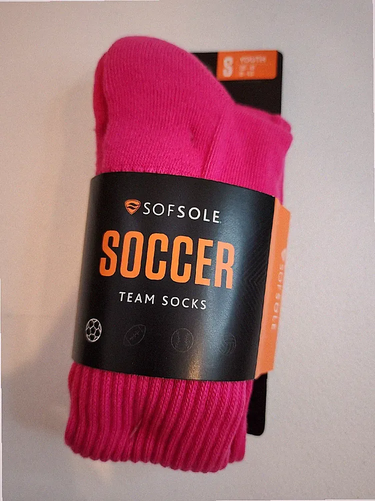 Sof Sole Youth Performance Soccer Socks Pink, Size S 13C-4Y (10-4.5) (2 Pair)
