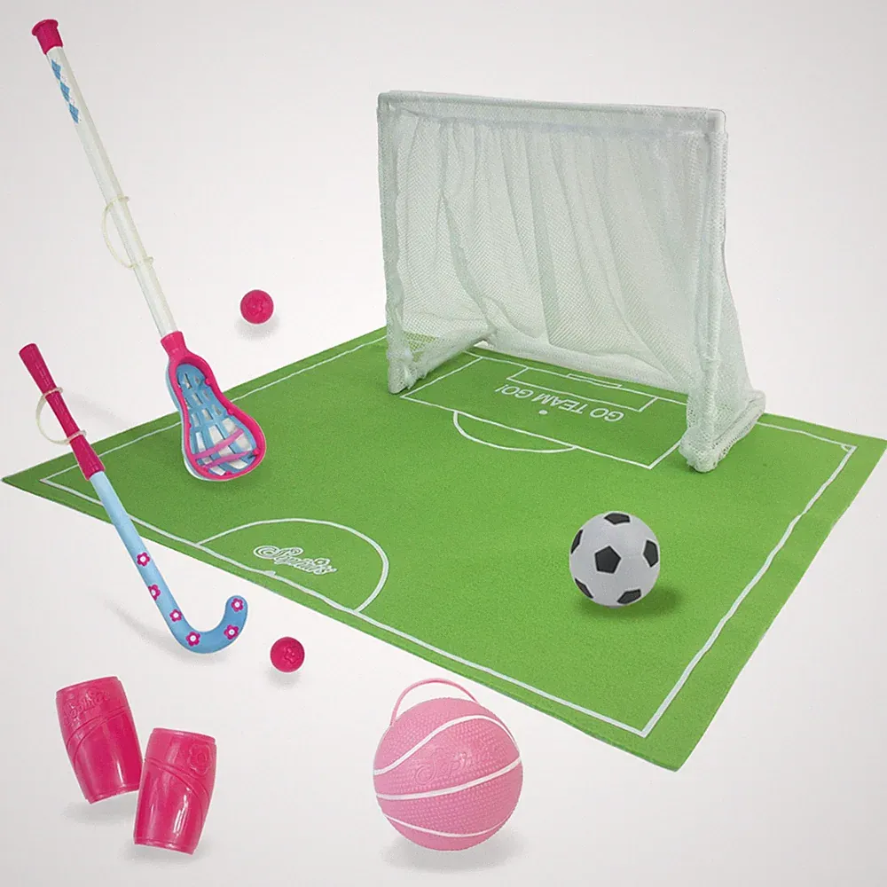 Sophias 18" Doll Sport Field, Net, Soccer Ball & Sport Equipment Set Pink