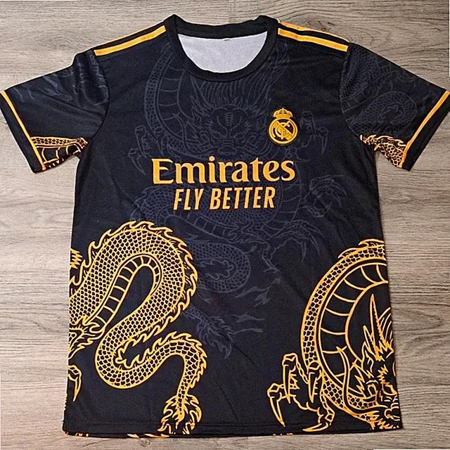 SPORT Real Madrid Cristiano Ronaldo #7 Soccer Jersey Black/Gold Size L