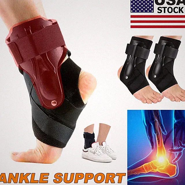 Sports Adjustable Ankle Brace with Protective Guards for High Ankle Sprains US