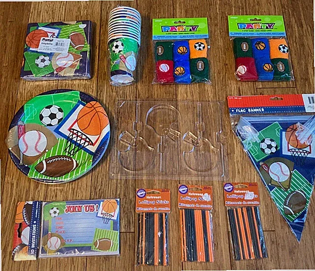 Sports Party Tableware Set FOR 10+ Banner Invitation Favor Basketball Soccer NEW