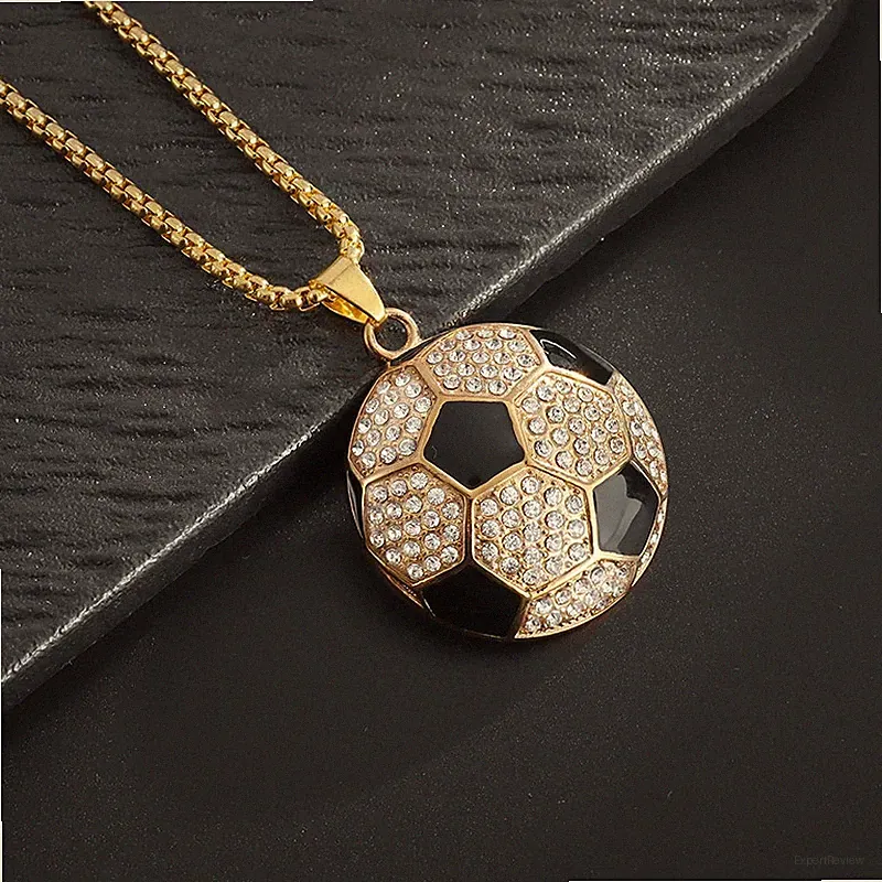 Sports Soccer Ball Football Necklace Jewelry Jeweled Silver Gold Pendant